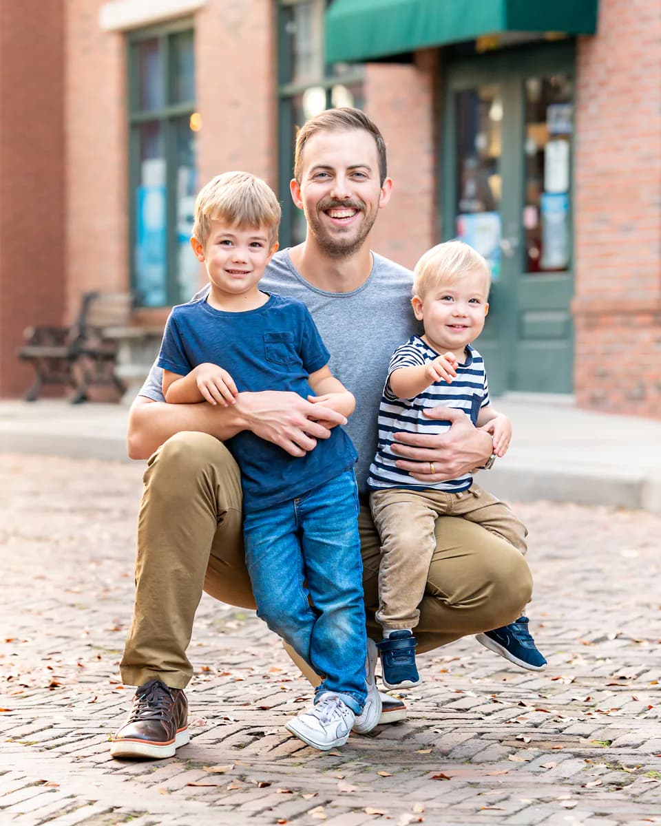 A real family photo prepared as the starting point for a personal storybook