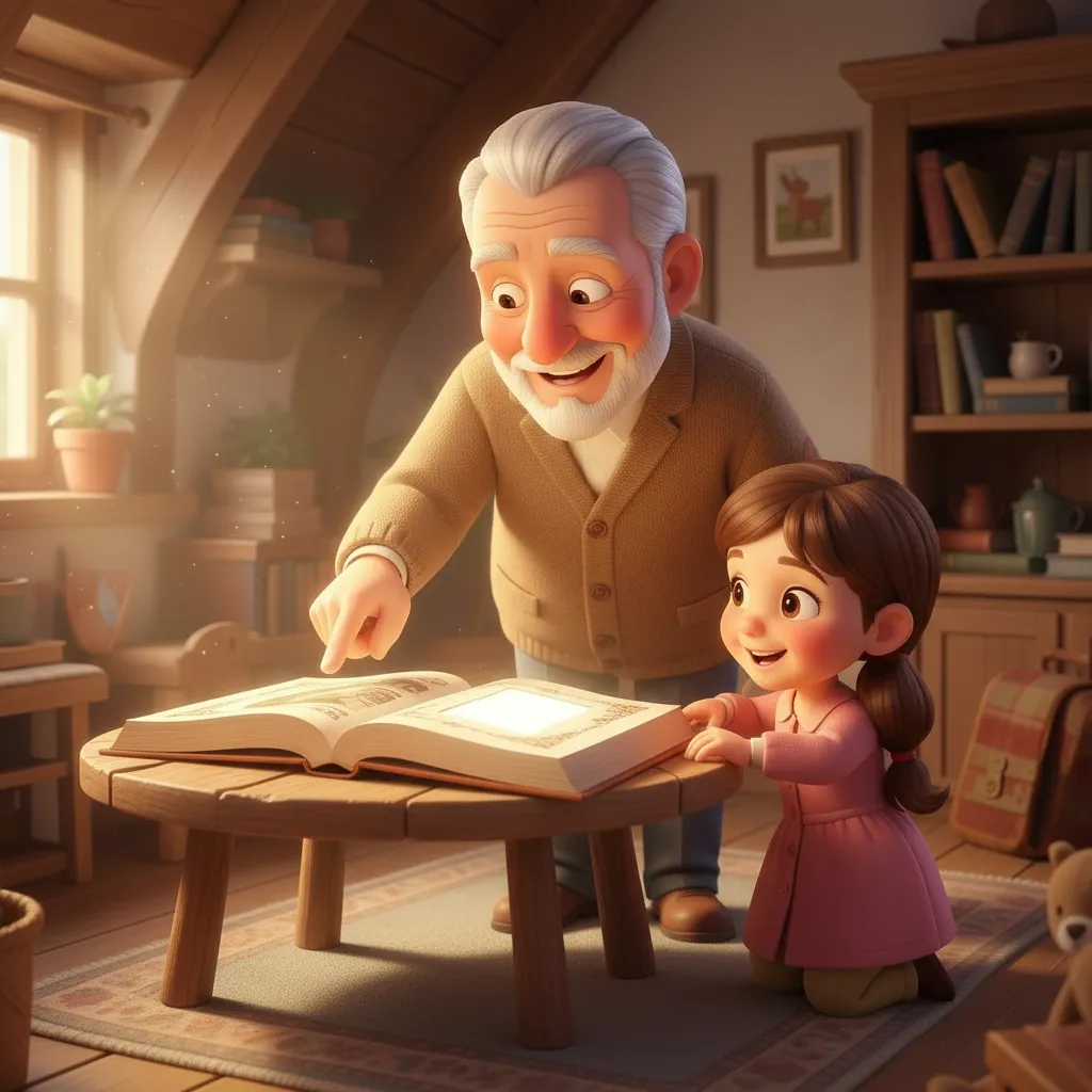 A warm illustrated family adventure scene created in a storybook style