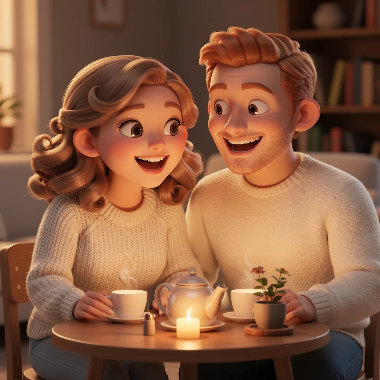 A warmly illustrated family scene made as a personal storybook gift